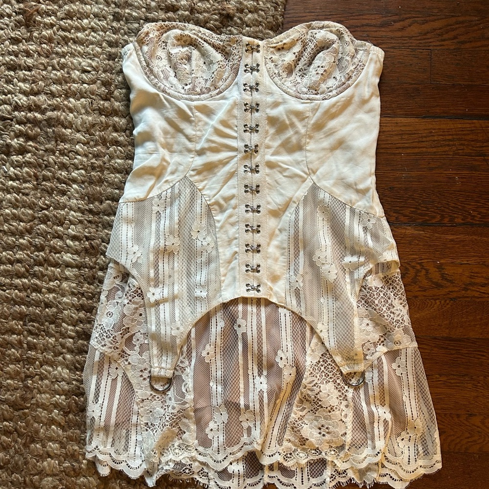For Love & Lemons Cream Lace Corset Mini Dress